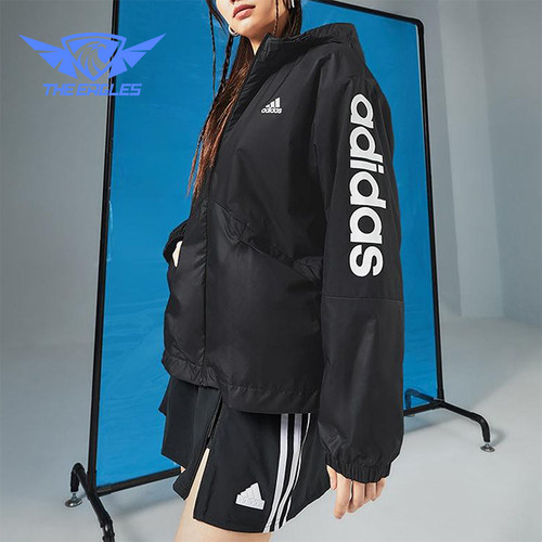 Adidas/阿迪达斯正品W LIN WB女士宽松经典连帽图案外套H07842