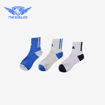 Adidas/阿迪达斯正品3双装运动袜新款儿童经典蓝白色运动袜KS0229