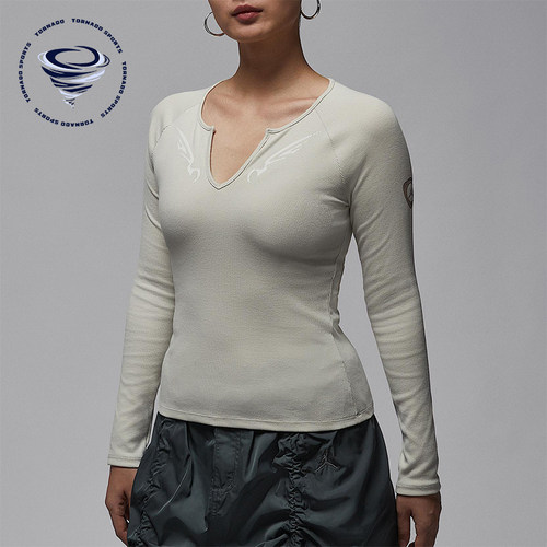 Nike/耐克正品JORDAN女士运动针织V领休闲修身长袖上衣IM9714-072