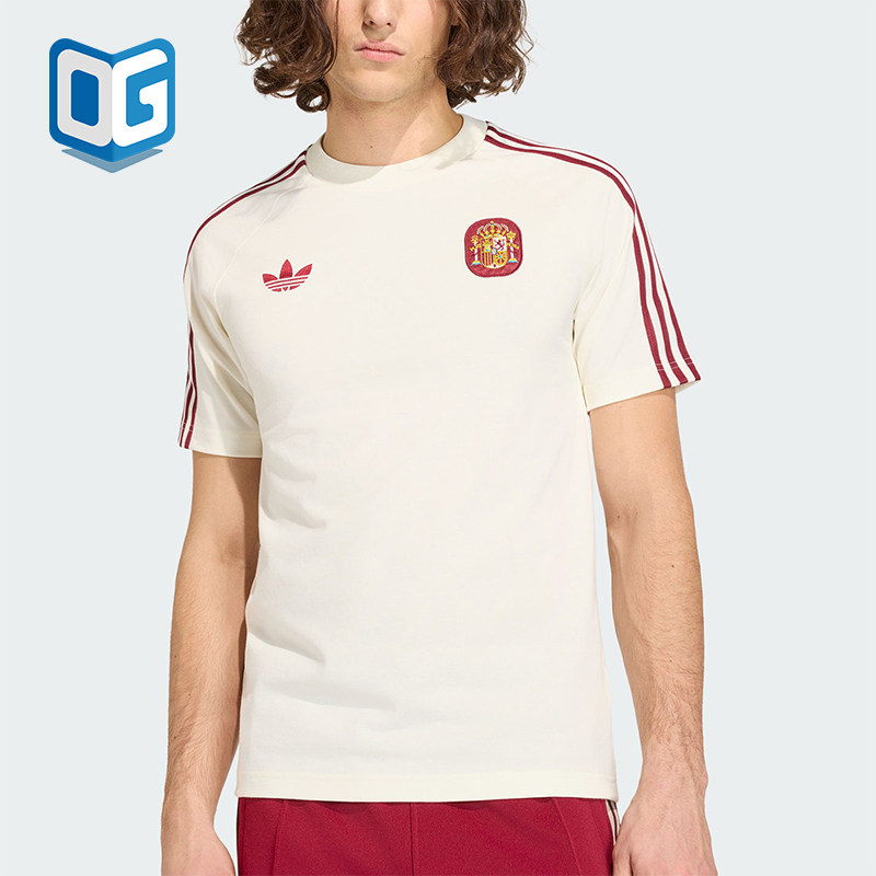 Adidas/阿迪达斯正品三叶草男士条纹修身针织圆领运动T恤JZ2256图片