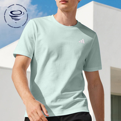 Adidas/阿迪达斯正品3-Stripes新款男浅绿色短袖T恤KS0426