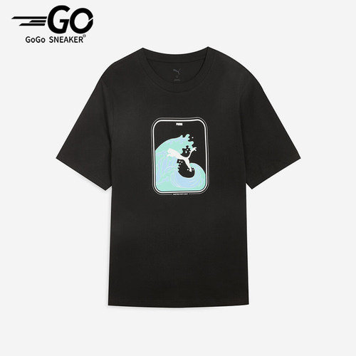Puma/彪马正品2025夏季款男士针织图案经典休闲运动短袖676702-01