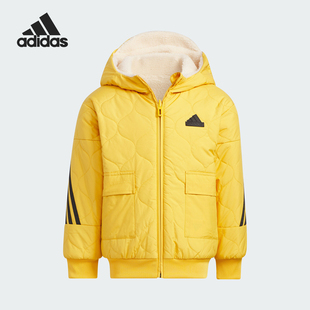 新款 冬季 小童双面穿加绒连帽外套IQ1340 阿迪达斯正品 Adidas