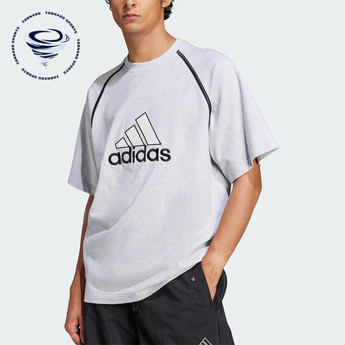 Adidas/阿迪达斯正品2025夏季男士宽松经典针织线条短袖IM7839
