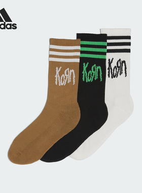 Adidas/阿迪达斯正品秋季新款男女透气印花袜子三双装IW7522