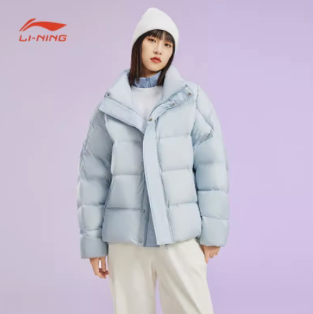 李宁羽绒服女冬季新款训练系列保暖短款运动外套AYMR154