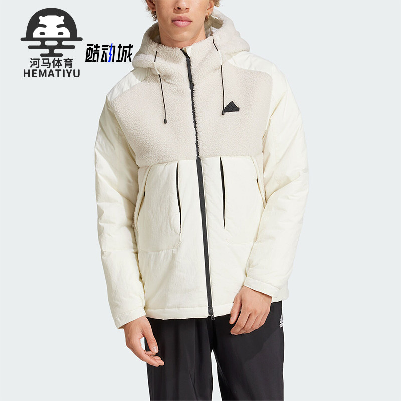 阿迪达斯男士拼接保暖时尚棉服