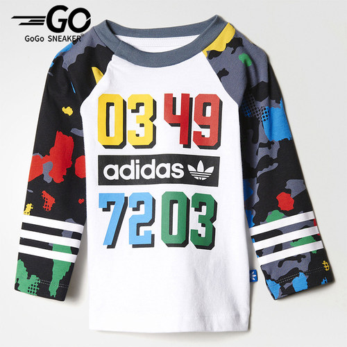 Adidas/阿迪达斯正品三叶草印花长袖T恤经典新款长袖T恤AY8559