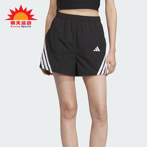 Adidas/阿迪达斯正品2025夏季女士梭织经典运动宽松短裤KE5852