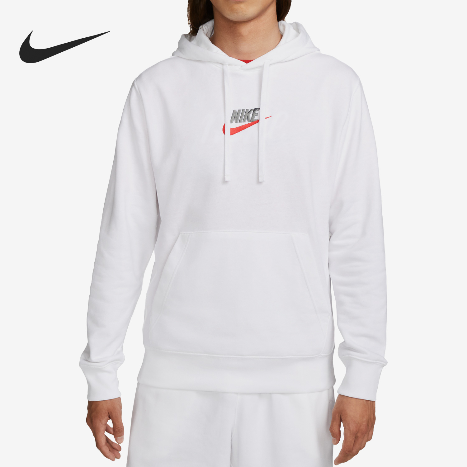 Nike/耐克官方正品新款刺绣连帽休闲男子运动套头卫衣FB7789-100