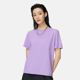 李宁圆领套头衫吸湿排汗舒适超薄女子款体恤衫AHSS710