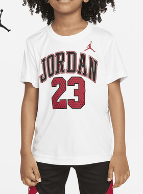 Nike/耐克正品JORDAN小童字母数字印花圆领短袖T恤HA4933-101