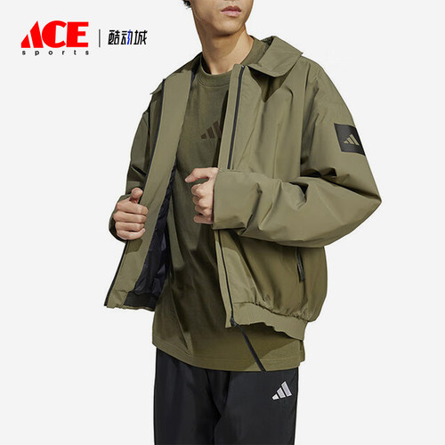 Adidas/阿迪达斯正品运动男士翻领休闲保暖复古棉服JD1123