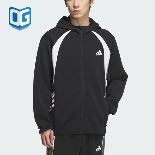 Adidas/阿迪达斯正品2025秋季款男士运动篮球拼接连帽外套KC0330