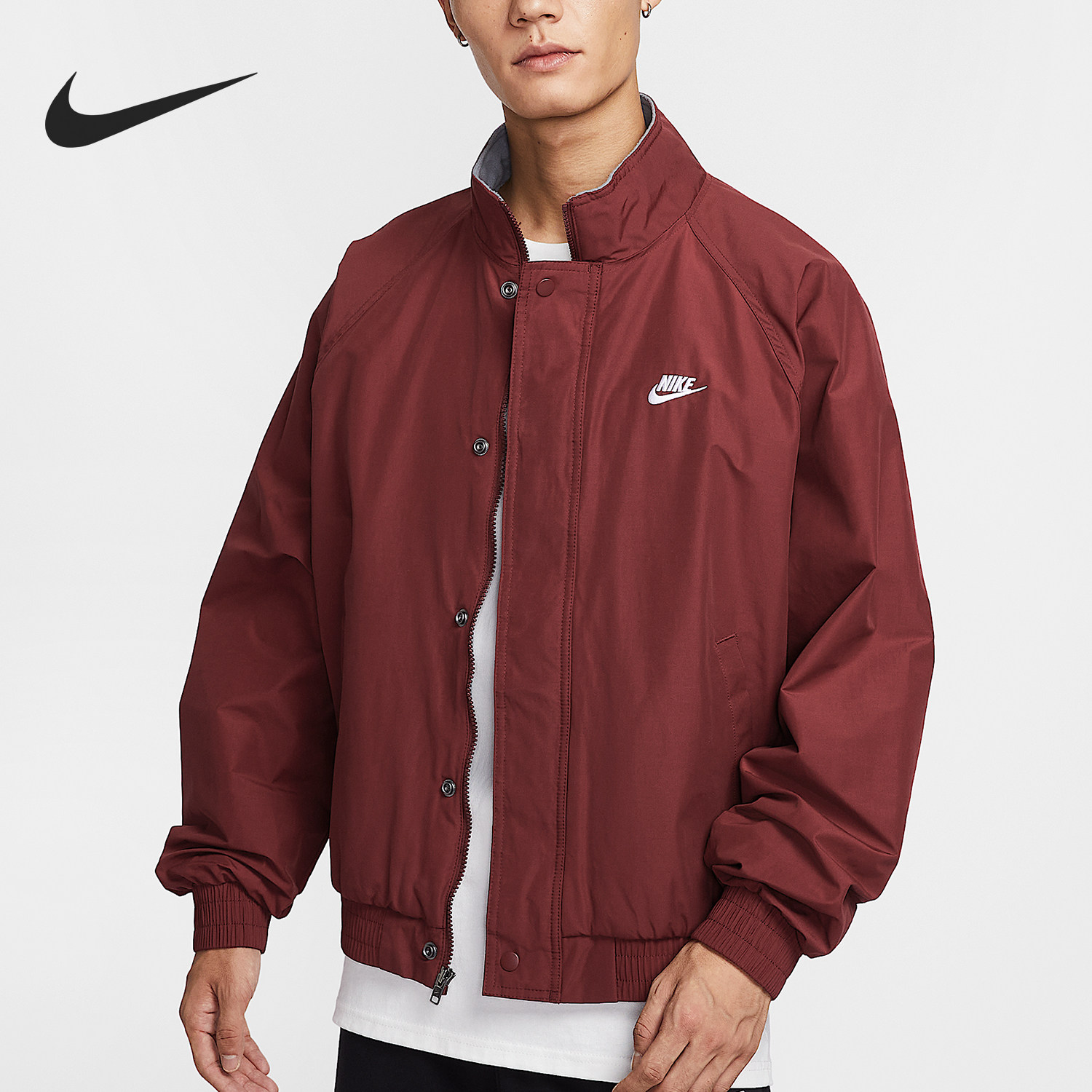 Nike/耐克官方正品Club Futura男士立领运动宽松外套FZ0657-619