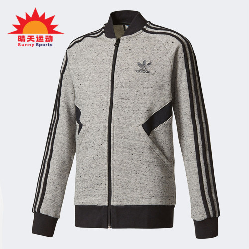 Adidas/阿迪达斯正品三叶草运动夹克新款经典男灰黑色夹克BQ3970