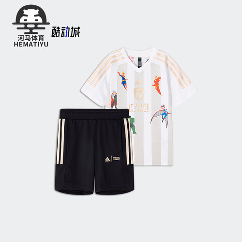 阿迪达斯小童印花短袖套装