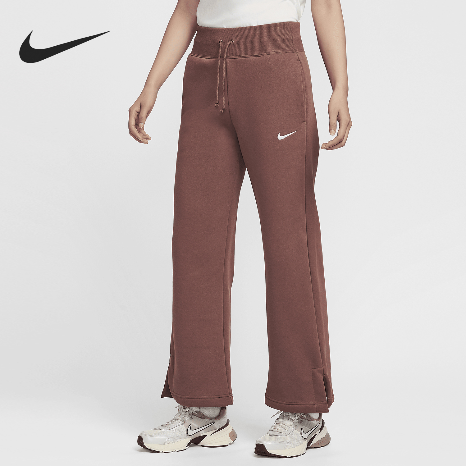Nike/耐克官方正品秋季新款女士加绒高腰阔腿运动裤DQ5616-218