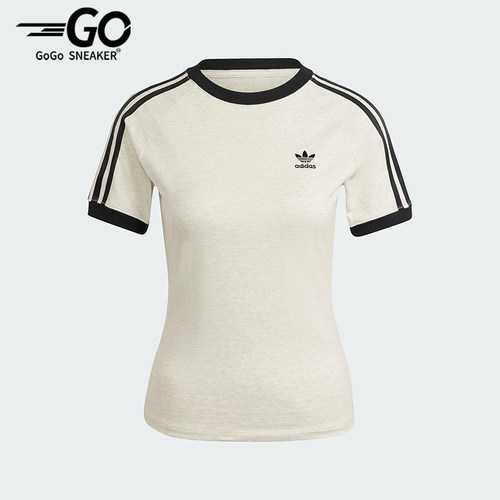 Adidas/阿迪达斯正品三叶草女士印花圆领经典套头修身短袖IR8104