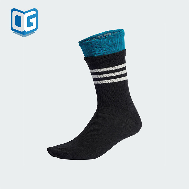 Adidas/阿迪达斯正品新年款男女假两件运动袜一双装IY9571