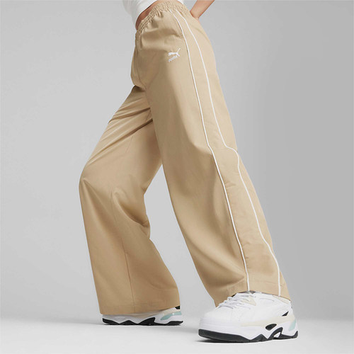 Puma/彪马正品当季新款女士宽松复古运动休闲拼接梭织长裤