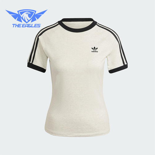 Adidas/阿迪达斯正品三叶草女士印花圆领经典套头修身短袖IR8104