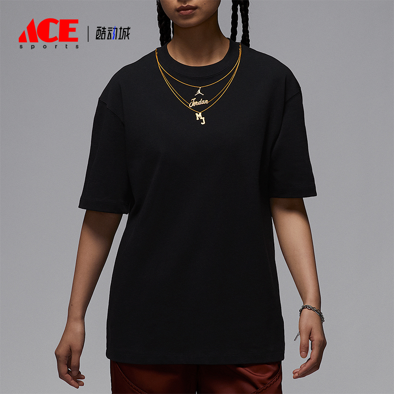Nike/耐克正品JORDAN女士宽松日常项链经典时尚透气T恤IH0834-010