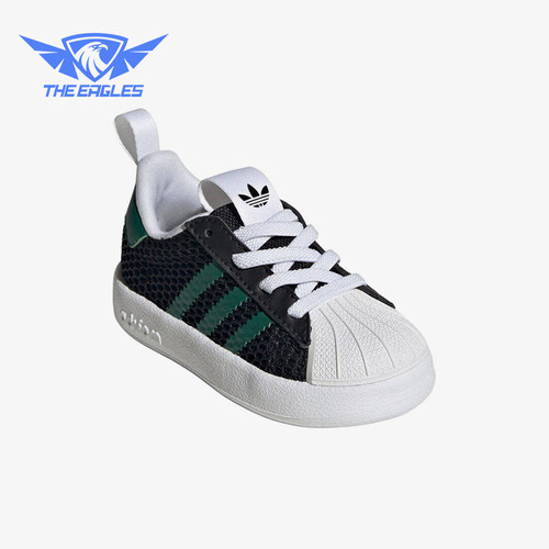 Adidas/阿迪达斯正品SUPERSTAR新款婴童黑绿色经典运动鞋IH7070