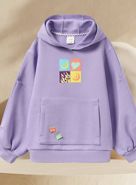 李宁童装卫衣秋新款女大童时尚舒适套头连帽宽松上衣YWDR278