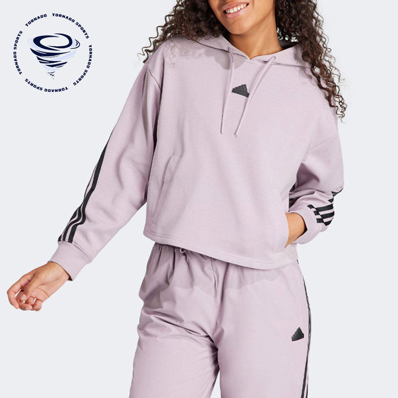 Adidas/阿迪达斯正品女紫色宽松三条纹休闲经典舒适卫衣IS3886