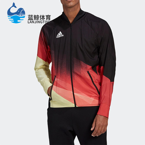 Adidas/阿迪达斯正品春秋款男士印花立领拼接训练夹克外套GF0316