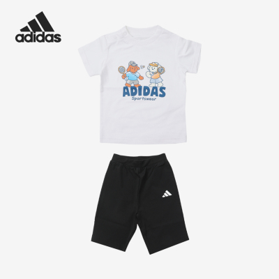 Adidas/阿迪达斯正品套装INGFX圆领套头经典短裤儿童短袖KG5919