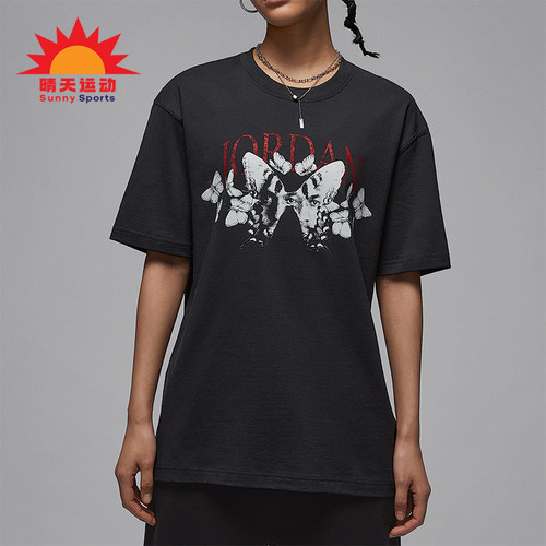 Nike/耐克正品JORDAN女士印花宽松透气经典圆领短袖T恤IB7032-045