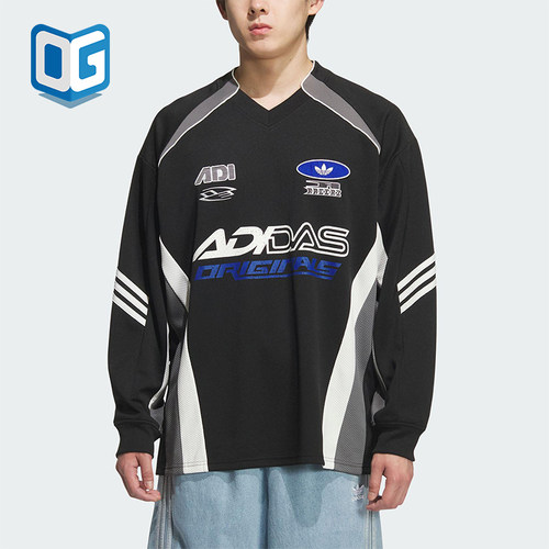 Adidas/阿迪达斯正品三叶草男士运动宽松赛车风印花长袖KF5155