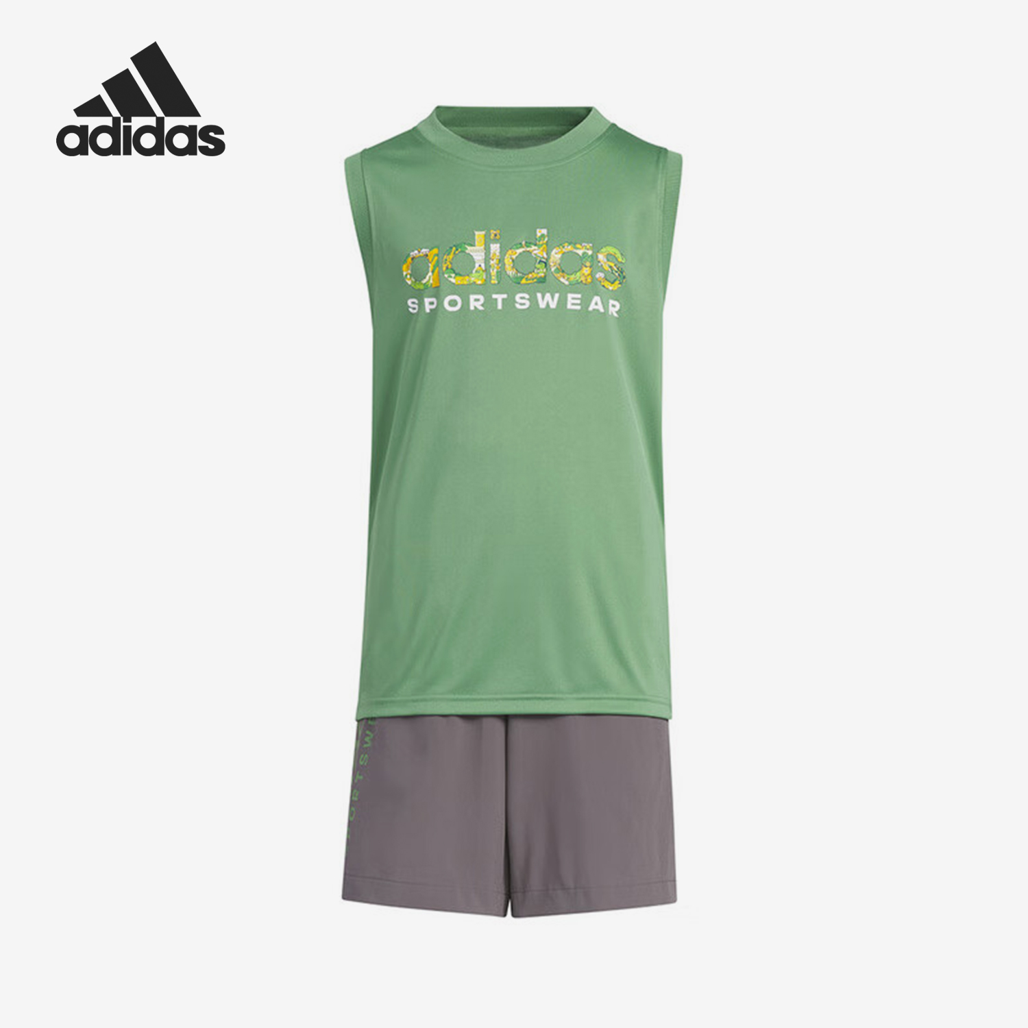 Adidas/阿迪达斯正品夏季新款儿童经典运动休闲套装JF3857