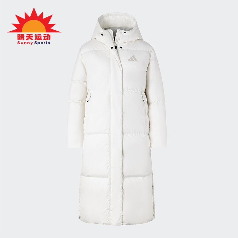 Adidas/阿迪达斯正品新款女士简约超轻保暖长款羽绒服JV6196