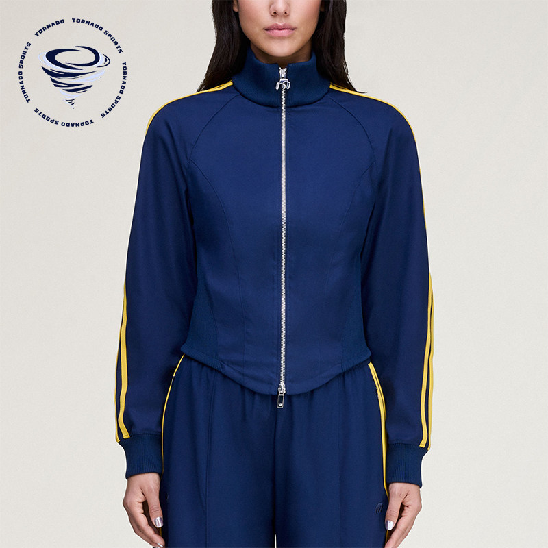 Adidas/阿迪达斯正品三叶草新款女蓝黄色经典出行夹克外套KD1485