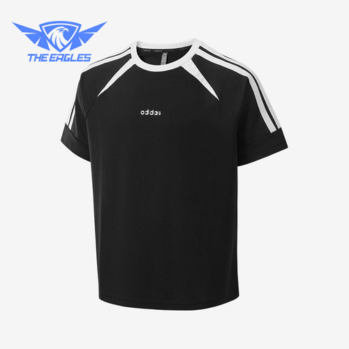 Adidas/阿迪达斯正品男士休闲运动圆领套头条纹短袖T恤LD7090