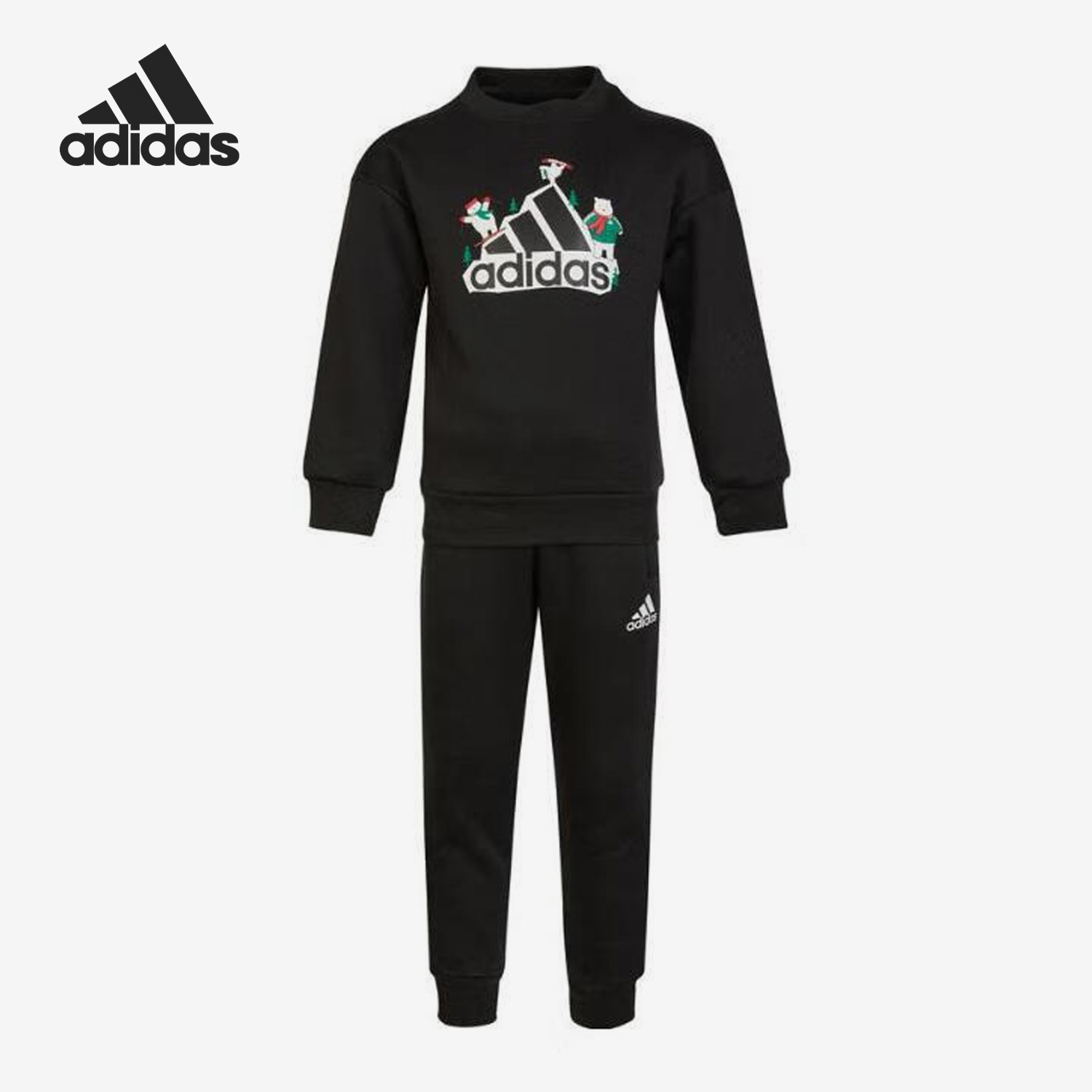 Adidas/阿迪达斯正品冬季新款小童加绒卡通运动套装IA9114