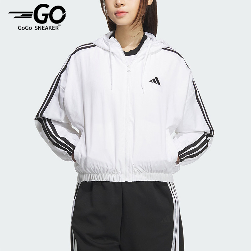Adidas/阿迪达斯正品W 3S WV WB女士运动短款条纹外套JZ2161图片