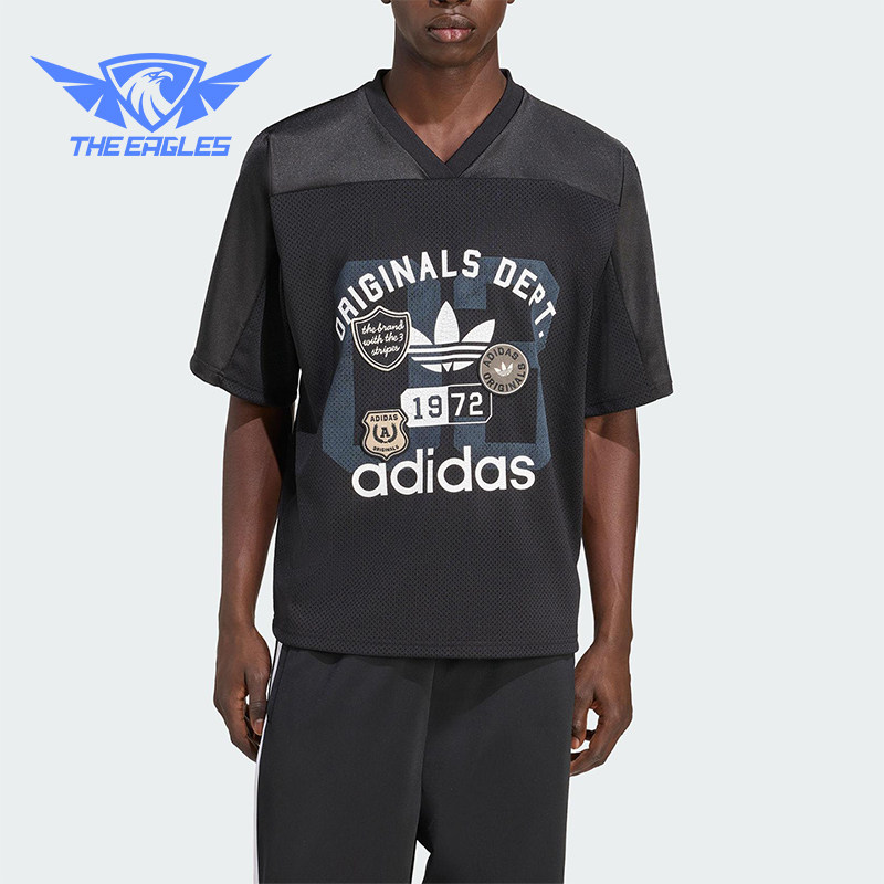 Adidas/阿迪达斯正品三叶草男士运动经典足球V领宽松短袖KD6252图片