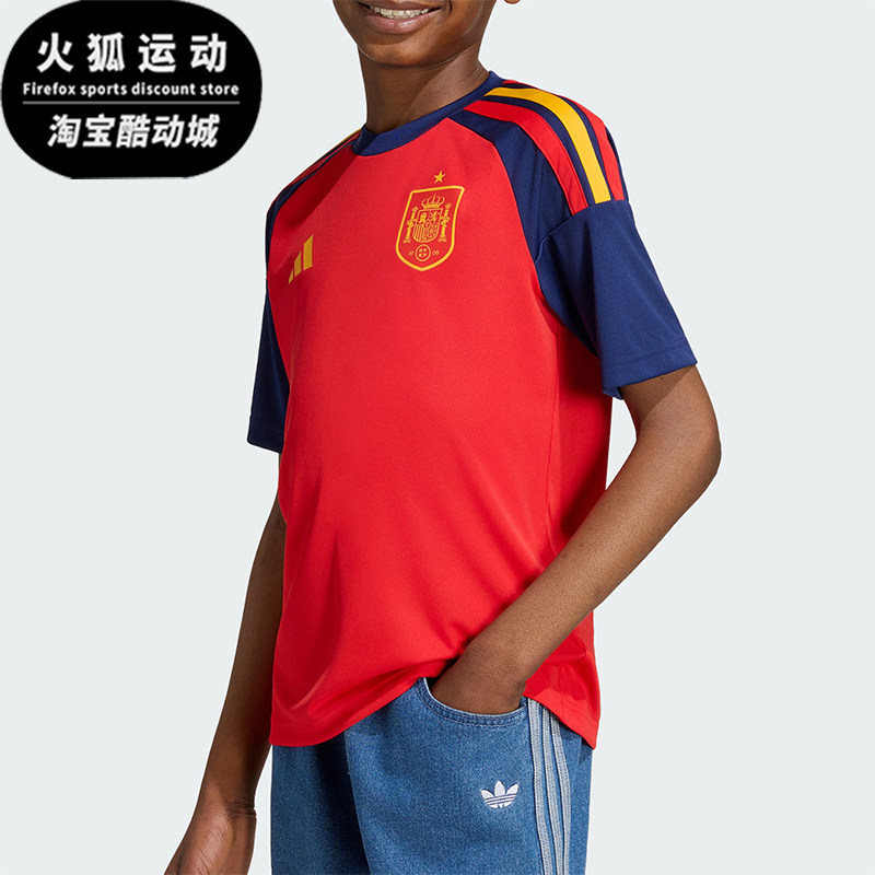 Adidas/阿迪达斯正品夏季大童休闲圆领训练足球球衣短袖T恤JZ5755