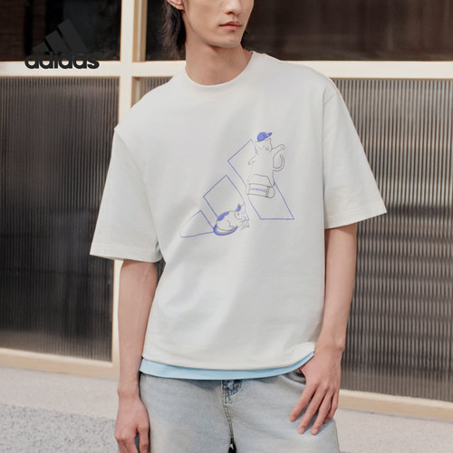 Adidas/阿迪达斯正品2026男女图案印花日常宽松休闲T恤KX4865