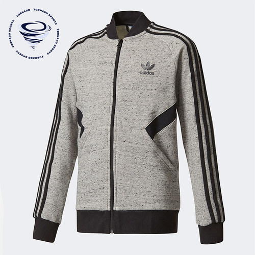 Adidas/阿迪达斯正品三叶草运动夹克新款经典男灰黑色夹克BQ3970