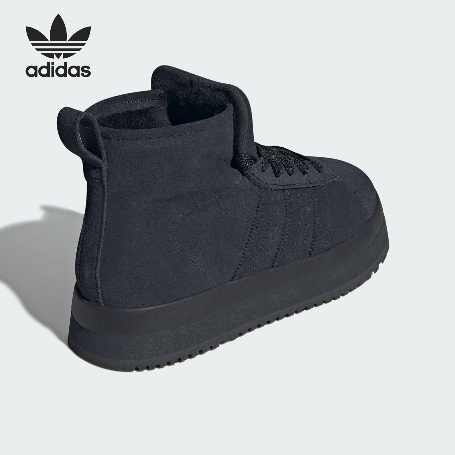 Adidas/阿迪达斯官方正品三叶草女士保暖高帮耐磨雪地靴JR3737