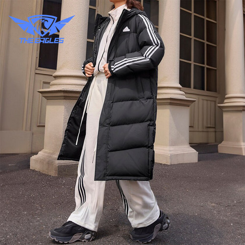 阿迪达斯男女连帽鸭绒羽绒服