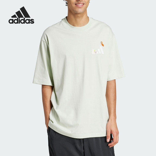Adidas/阿迪达斯正品2025夏季款男士日常狗狗圆领短袖JZ3264