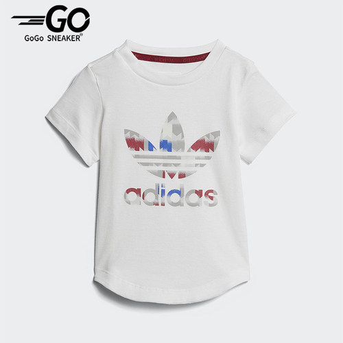 Adidas/阿迪达斯正品2025婴童休闲圆领透气运动印花短袖T恤CE4370