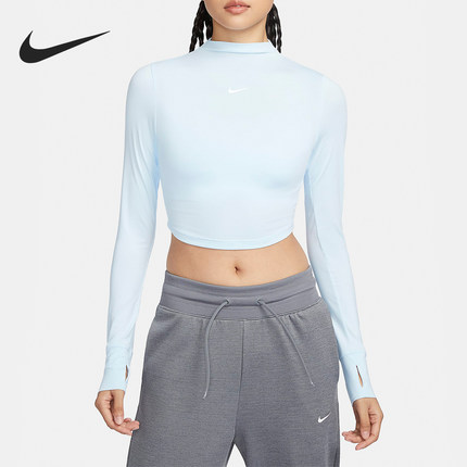 Nike/耐克官方正品春季新款女士短款休闲运动长袖T恤FB5277-423