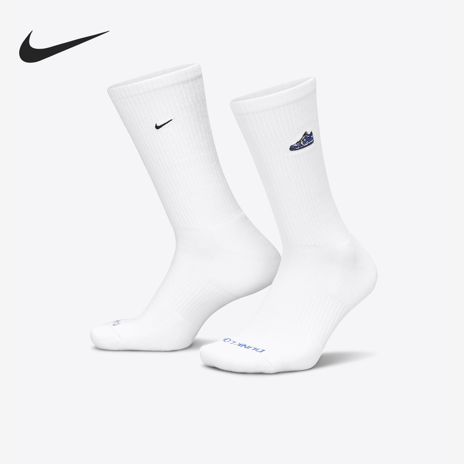 Nike/耐克正品新款男女同款简约中筒运动袜一双装FQ0326-100